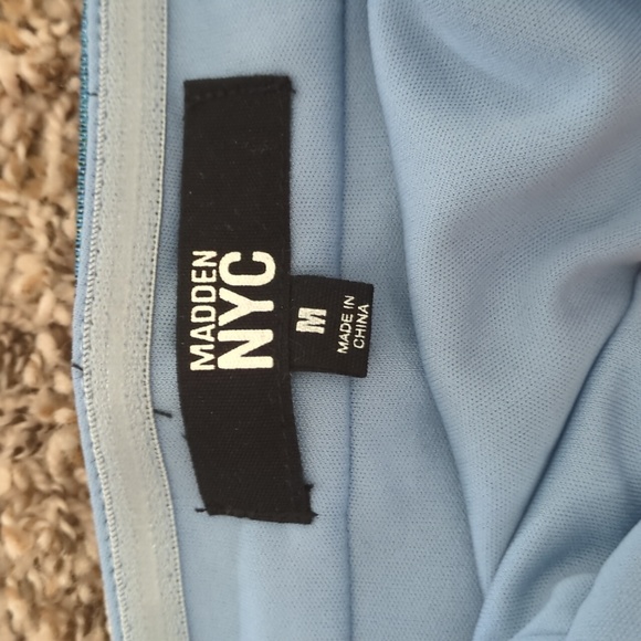 Madden NYC lichen blue brocade strapless floral swirl corset back crop tube top - Picture 9 of 13